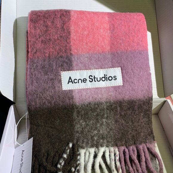 Acne Studios Mohair-Blend Check Scarf - Picture 1 of 7
